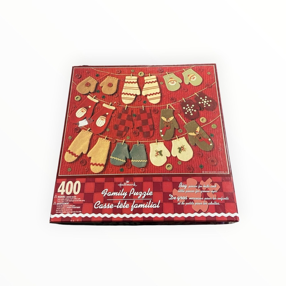 Hallmark 400  Pieces Vintage Jigsaw Wooly Mittens Family Puzzle 2002 Sealed Bag